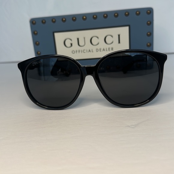 Gucci Black Round Asian Fit Ladies Gg0261sa 001 57 Sunglasses - Picture 3 of 15